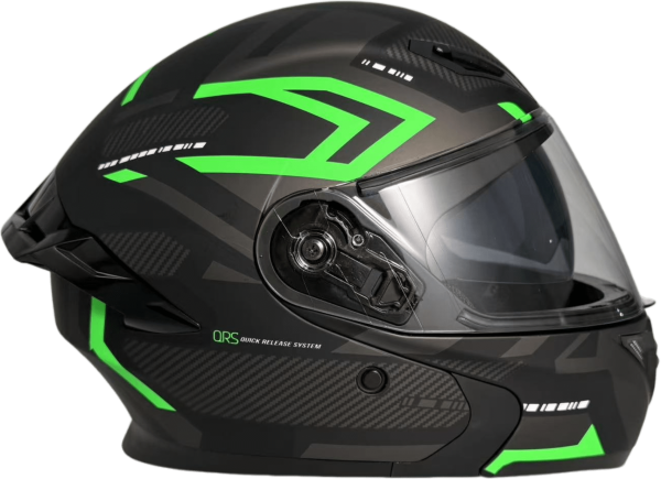 Шлем мото интеграл Helmet TQ 901 чёрный/зелёный XL | Мототека